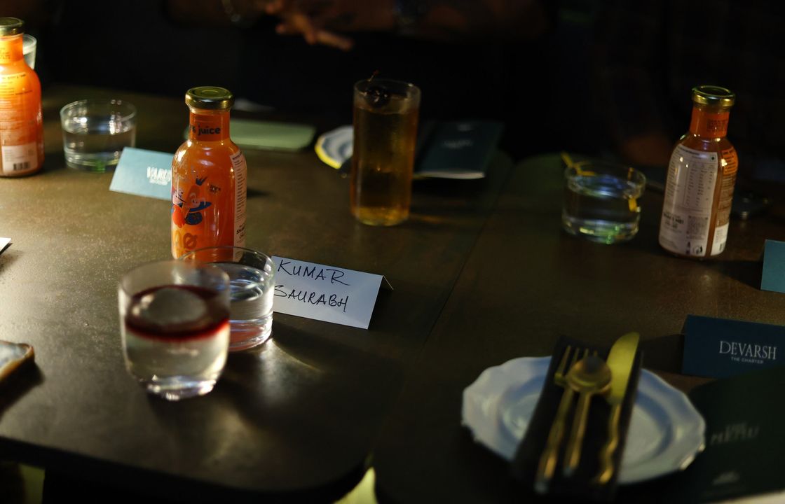 A table set with member products before an evening.